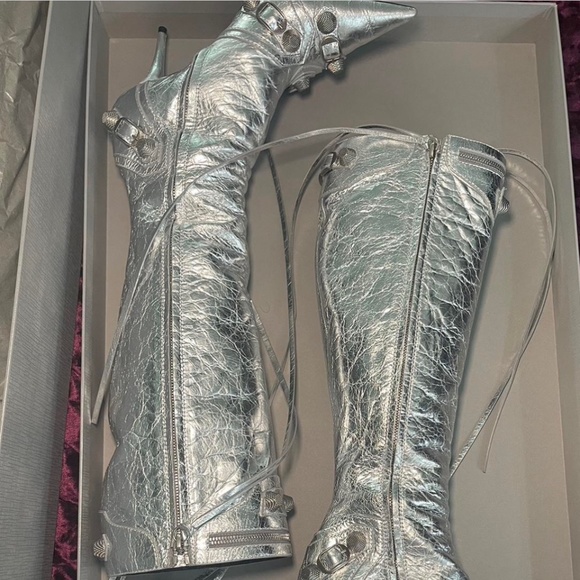 Balenciaga Metallic Cagole Boots - Picture 1 of 3